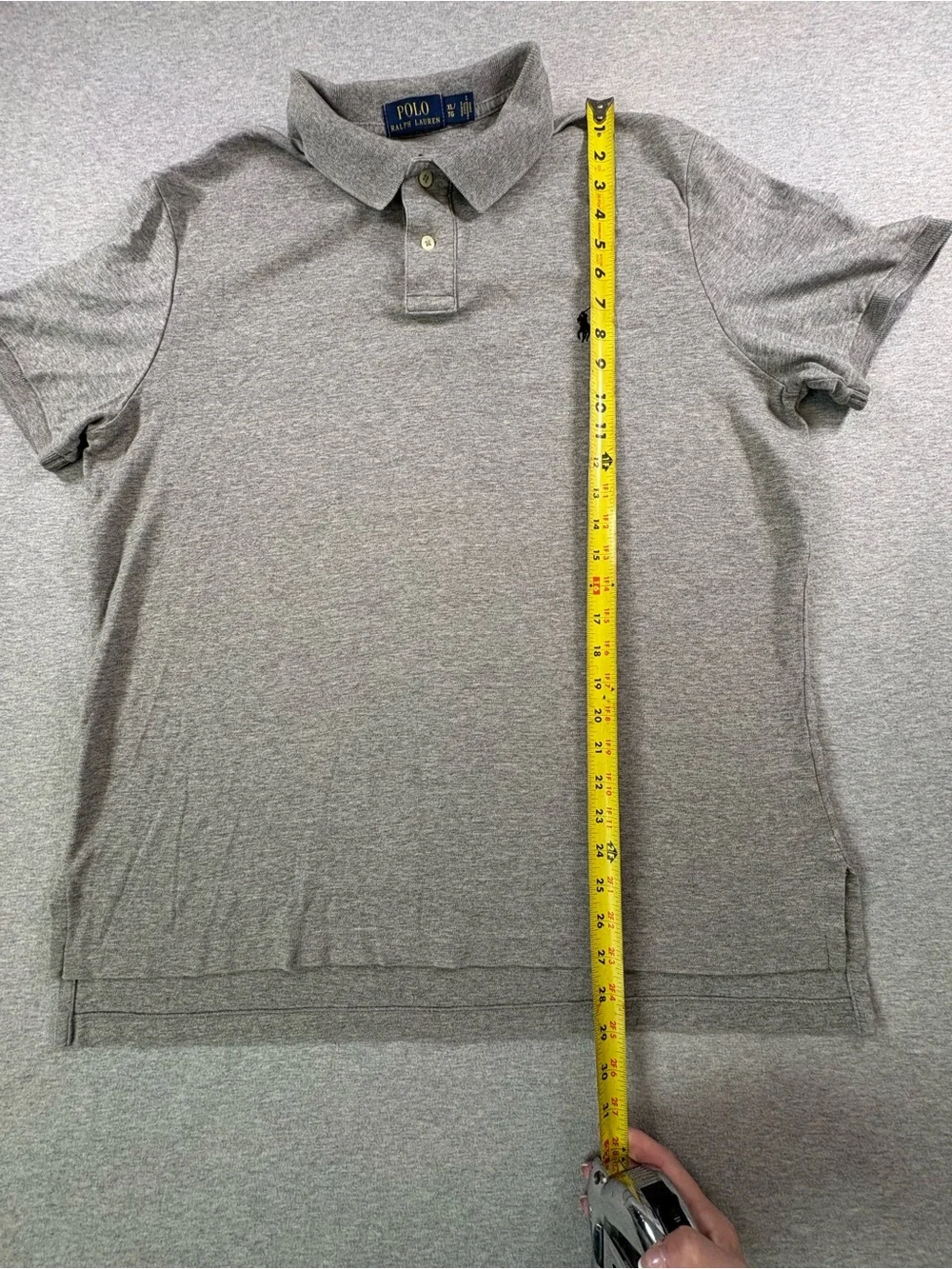 Polo Ralph Lauren Men XL Gray 100% Cotton Classic Fit Polo Shirt Navy Pony Logo